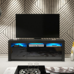Rackhams Spacious 160cm TV Unit & Cabinet with Black High Gloss Doors - 160 cm - 1 -  MDF/Chipboard - thumbnail 3