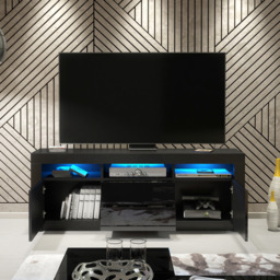 Rackhams Spacious 160cm TV Unit & Cabinet with Black High Gloss Doors - 160 cm - 1 -  MDF/Chipboard - thumbnail 4