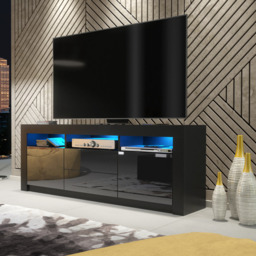 Rackhams Spacious 160cm TV Unit & Cabinet with Black High Gloss Doors - 160 cm - 1 -  MDF/Chipboard - thumbnail 2