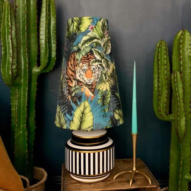 Rackhams Big Cat Velvet Oversized Cone Lampshades In Flint Blue - King - image 1