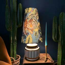 Rackhams Big Cat Velvet Oversized Cone Lampshades In Flint Blue - King - thumbnail 2