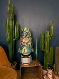 Rackhams Big Cat Velvet Oversized Cone Lampshades In Flint Blue - King - thumbnail 4