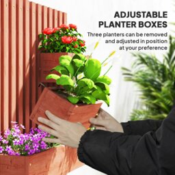 Rackhams Wooden Garden Planters with Trellis Wall-mounted Raised Garden Bed - Carbonised finish - Fir Wood - 60cm x 16cm x 80cm - thumbnail 5