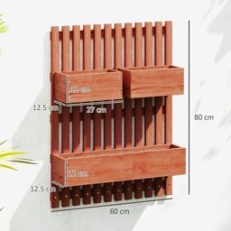 Rackhams Wooden Garden Planters with Trellis Wall-mounted Raised Garden Bed - Carbonised finish - Fir Wood - 60cm x 16cm x 80cm - thumbnail 6