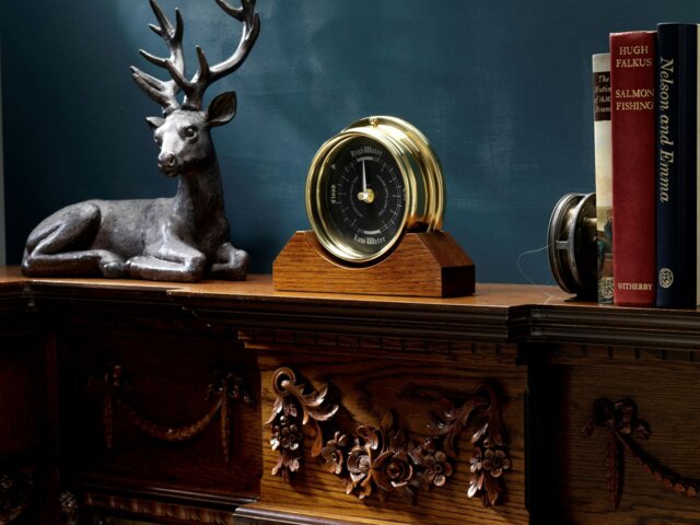 Rackhams Handmade Prestige Tide Clock in Solid Brass Mounted on Solid English Dark Oak - image 1