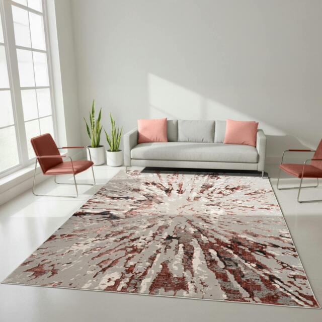 Rackhams Sunset Modern Shimmer Rug - Pink - 200cm x 290cm (6.5ft x 9.5ft) - image 1