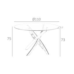 Rackhams Round tempered glass and chrome-plated steel dining table 1061 - Ø120 x 75 - thumbnail 3