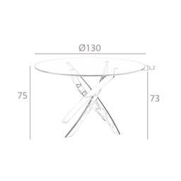 Rackhams Round tempered glass and chrome-plated steel dining table 1061 - Ø120 x 75 - thumbnail 5