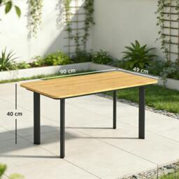 Rackhams Outdoor Coffee Table, Garden Table with Slatted WPC Top - 90 x 49 x 40 cm - Grey - 1 - thumbnail 4