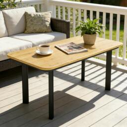 Rackhams Outdoor Coffee Table, Garden Table with Slatted WPC Top - 90 x 49 x 40 cm - Grey - 1 - thumbnail 2