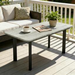 Rackhams Outdoor Coffee Table, Garden Table with Slatted WPC Top - 90 x 49 x 40 cm - Grey - 1