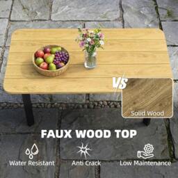 Rackhams Outdoor Coffee Table, Garden Table with Slatted WPC Top - 90 x 49 x 40 cm - Grey - 1 - thumbnail 5