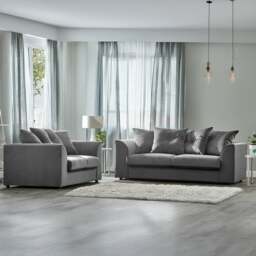 Rackhams Fernando Plush Velvet Fabric Sofa Suite - Black - thumbnail 2