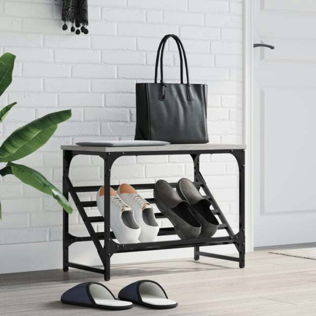 Rackhams Shoe Rack Grey Sonoma 60x30x45 cm Engineered Wood