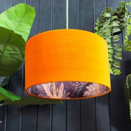 Rackhams Cinnamon Enchanted Wood Silhouette Lampshade in Rust Velvet - Ceiling Pendant / Arc Lamp - 40cm diameter x 25cm height / 16 x 10 - thumbnail 1