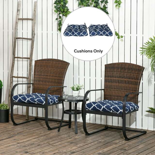 Rackhams Set of 2 Chair Cushions Seat Pads w/ Ties Blue for Garden Chairs Blue - Blue - Polyester, PP Cotton - 50 cm x 48 cm x 12 cm