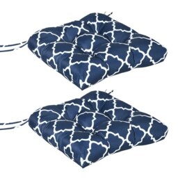 Rackhams Set of 2 Chair Cushions Seat Pads w/ Ties Blue for Garden Chairs Blue - Blue - Polyester, PP Cotton - 50 cm x 48 cm x 12 cm - thumbnail 2