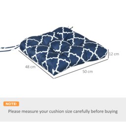 Rackhams Set of 2 Chair Cushions Seat Pads w/ Ties Blue for Garden Chairs Blue - Blue - Polyester, PP Cotton - 50 cm x 48 cm x 12 cm - thumbnail 6