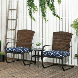 Rackhams Set of 2 Chair Cushions Seat Pads w/ Ties Blue for Garden Chairs Blue - Blue - Polyester, PP Cotton - 50 cm x 48 cm x 12 cm - thumbnail 3