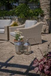 Rackhams Friston Rattan Garden Furniture Set Sofa Armchairs & Coffee Table Set - Pale Stone, Grey - Aluminium, Polyester (PES), Synthetic Rattan & Tempered Glass - thumbnail 4