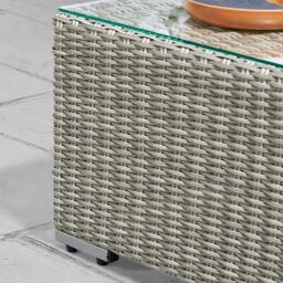 Rackhams Friston Rattan Garden Furniture Set Sofa Armchairs & Coffee Table Set - Pale Stone, Grey - Aluminium, Polyester (PES), Synthetic Rattan & Tempered Glass - thumbnail 2