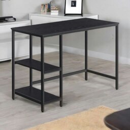 Rackhams Industrial Rustic Computer Desk With 2 Shelves Black - thumbnail 3