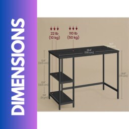 Rackhams Industrial Rustic Computer Desk With 2 Shelves Black - thumbnail 4