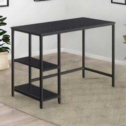 Rackhams Industrial Rustic Computer Desk With 2 Shelves Black - thumbnail 1