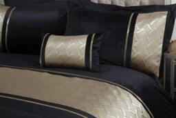 Rackhams Capri Duvet Cover Set - Black/Gold - Single - thumbnail 3