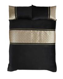 Rackhams Capri Duvet Cover Set - Black/Gold - Single - thumbnail 2