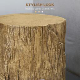 Rackhams Concrete Side Table Tree Stump End Table for Indoor Outdoors Natural - Wood effect finish - Wood effect finish - Not applicable - thumbnail 5