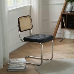 Rackhams Chloe Rattan Dining Chair, Steel & Wood &  Leather - Brown - thumbnail 1