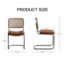 Rackhams Chloe Rattan Dining Chair, Steel & Wood &  Leather - Brown - thumbnail 6