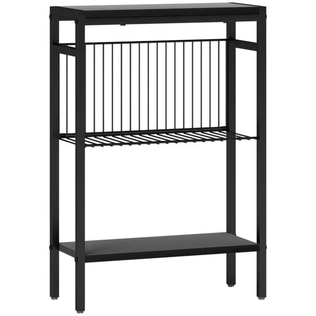 Rackhams Three Shelf Industrial Side Table, Black