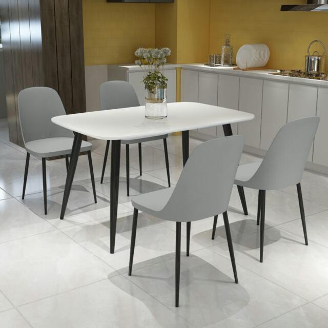 Rackhams Aspen Dining Set - White Rectangular Table & 4 Duo Dining Chairs - Grey - image 1