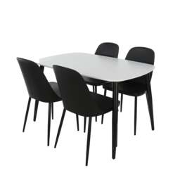 Rackhams Aspen Dining Set - White Rectangular Table & 4 Duo Dining Chairs - Grey - thumbnail 3