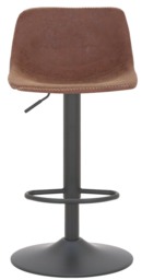 Rackhams Antico Faux Leather Kitchen Bar Stool, Matt Black Stem & Base, Adjustable Gas Lift With Backrest, Breakfast Bar Stool - Brown - thumbnail 3