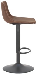 Rackhams Antico Faux Leather Kitchen Bar Stool, Matt Black Stem & Base, Adjustable Gas Lift With Backrest, Breakfast Bar Stool - Brown - thumbnail 2