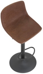 Rackhams Antico Faux Leather Kitchen Bar Stool, Matt Black Stem & Base, Adjustable Gas Lift With Backrest, Breakfast Bar Stool - Brown - thumbnail 6