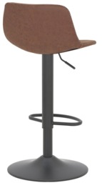 Rackhams Antico Faux Leather Kitchen Bar Stool, Matt Black Stem & Base, Adjustable Gas Lift With Backrest, Breakfast Bar Stool - Brown - thumbnail 5