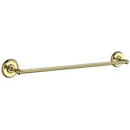 "Rackhams Polished Brass Single Towel Rail 63.5cm/25"" Wall Mounted with Concealed Screws Bathroom Towel Holder"