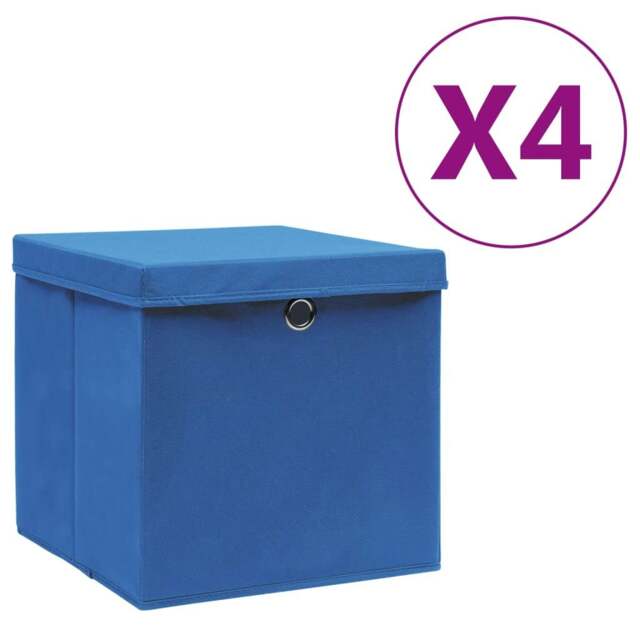 Rackhams Storage Boxes with Covers 4 pcs 28x28x28 cm Blue