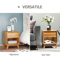 Rackhams Bedside Table Storage Organizer Side Table with Drawer and Shelf Bedroom - thumbnail 4