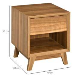 Rackhams Bedside Table Storage Organizer Side Table with Drawer and Shelf Bedroom - thumbnail 6