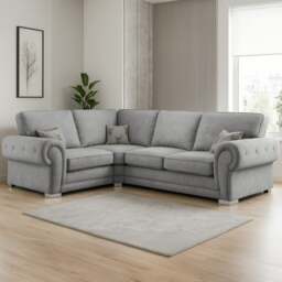 Rackhams Milan Chesterfield Fabric 4 Seater Corner Sofa - Full Back - Black - Left Hand Facing - thumbnail 4