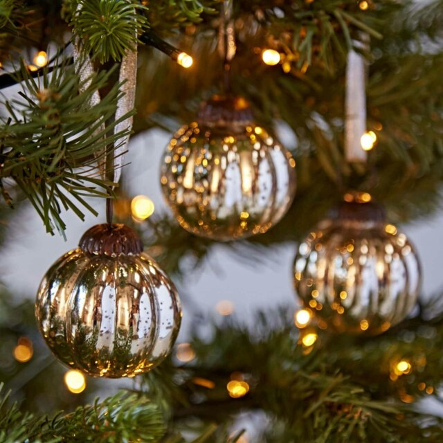 Rackhams Set of 3 Silver Antique Effect Recycled Glass Baubles - Glass - image 1