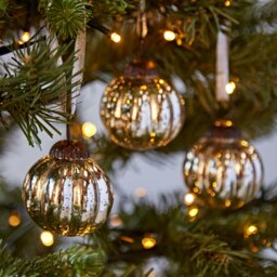 Rackhams Set of 3 Silver Antique Effect Recycled Glass Baubles - Glass