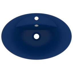 Rackhams Luxury Basin Overflow Oval Matt Dark Blue 58.5x39 cm Ceramic - thumbnail 4