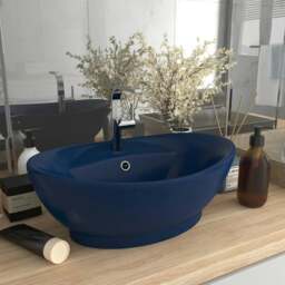 Rackhams Luxury Basin Overflow Oval Matt Dark Blue 58.5x39 cm Ceramic - thumbnail 1