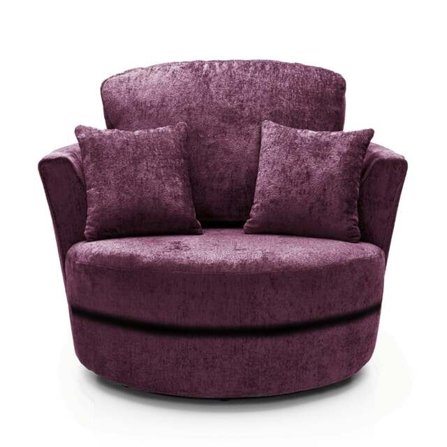 Rackhams Monaco Chenille Fabric Swivel Chair - Purple - image 1